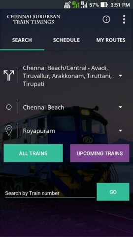 Chennai Suburban Train Timings для Android — скриншот 1