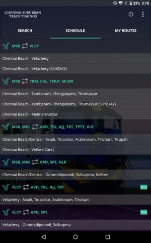 Chennai Suburban Train Timings для Android — скриншот 4