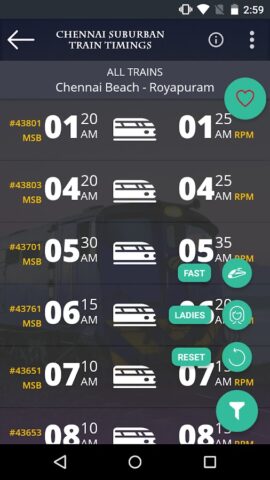 Chennai Suburban Train Timings для Android — скриншот 5