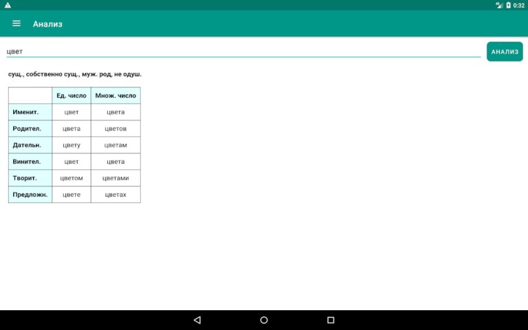 Склонение, спряжение всех слов для Android — скриншот 5
