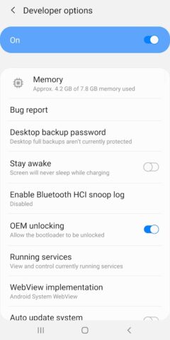 Параметры разработчика для Android — скриншот 2