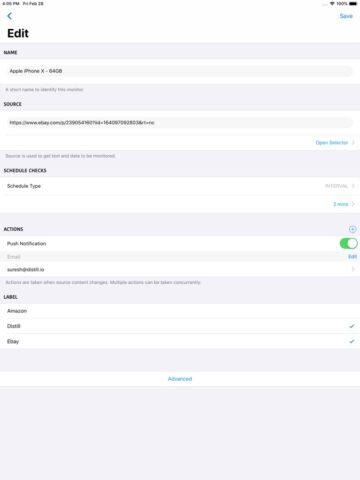 Distill Web Monitor для iOS — скриншот 5