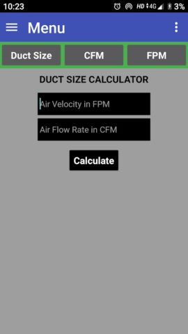 Duct Calculator для Android — скриншот 1