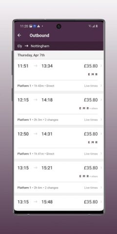EMR  East Midlands Railway для Android — скриншот 2