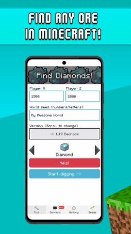 Find Diamonds for Mine & craft для Android — скриншот 1