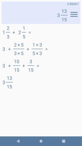 Калькулятор дробей и Тренажер для Android — скриншот 1