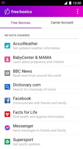 Free Basics by Facebook для Android — скриншот 1