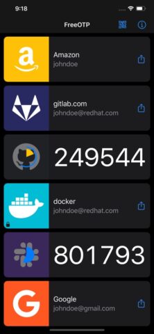 FreeOTP Authenticator — скриншот 2