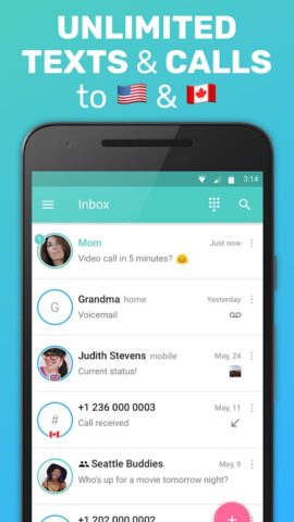 FreeTone Calls & Texting для Android — скриншот 1