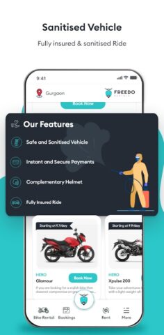 Freedo Rentals Bike Rental App для Android — скриншот 1