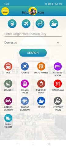 IRCTC Tourism для Android — скриншот 1