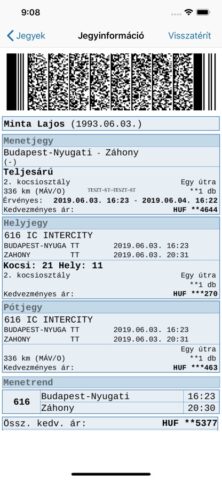 MÁV для iOS — скриншот 3