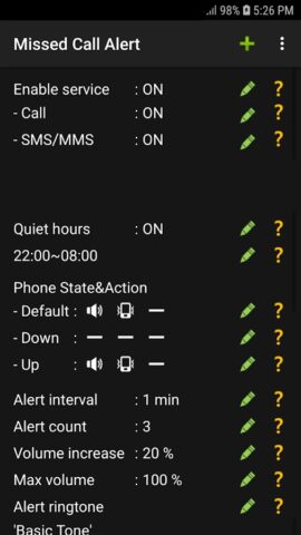 Missed Call Alert для Android — скриншот 1