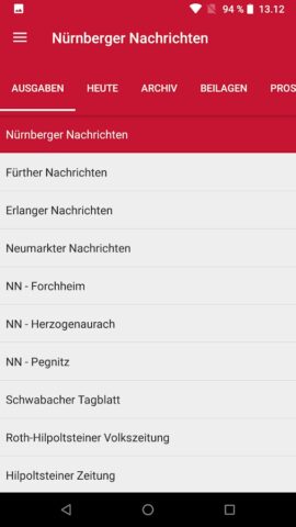 Nürnberger Nachrichten E-Paper для Android — скриншот 2