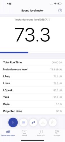 NIOSH Sound Level Meter для iOS — скриншот 1