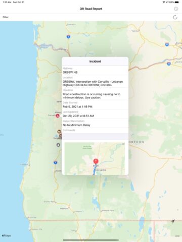 Oregon Road Report для iOS — скриншот 3