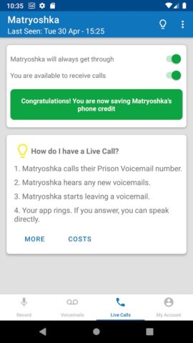 Prison Voicemail для Android — скриншот 3