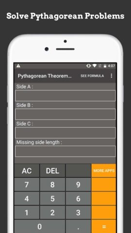 Калькулятор теоремы Пифагора для Android — скриншот 2