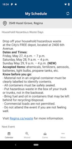 Regina Waste для Android — скриншот 3