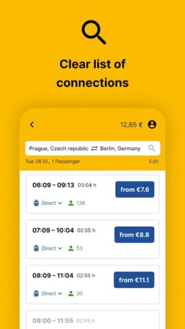 RegioJet для Android — скриншот 2