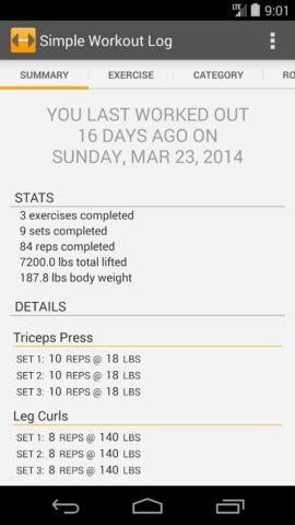 Simple Workout Log для Android — скриншот 1