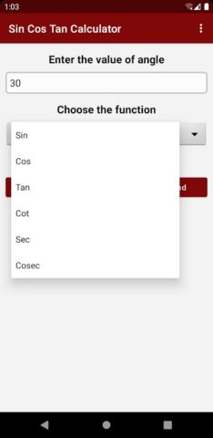 Sin Cos Tan Calculator для Android — скриншот 2