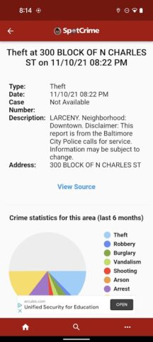 SpotCrime+ Crime Map для Android — скриншот 5