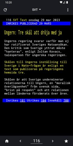 TextTV для Android — скриншот 2