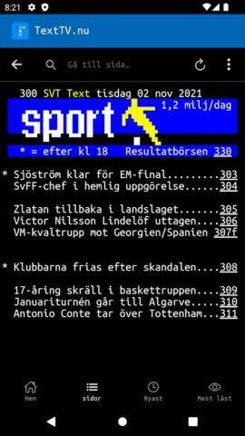 TextTV.nu: smartare SVT Text для Android — скриншот 2
