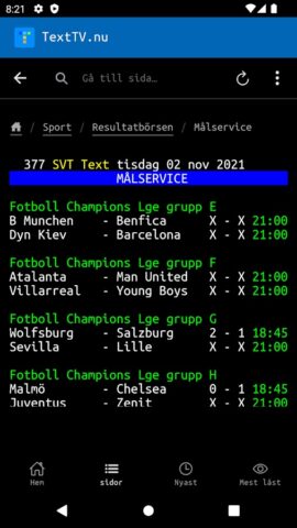 TextTV.nu: smartare SVT Text для Android — скриншот 3