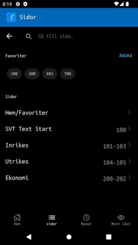 TextTV.nu: smartare SVT Text для Android — скриншот 5
