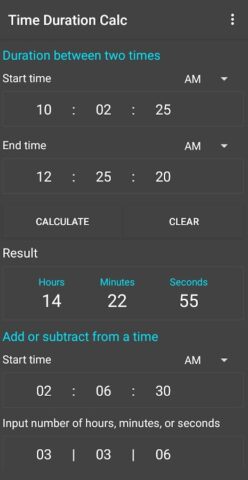 Time Duration Calc для Android — скриншот 1