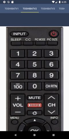 Toshiba TV Remote Control для Android — скриншот 2