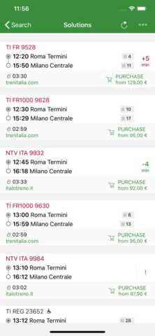 Train Timetables in Italy для iOS — скриншот 2