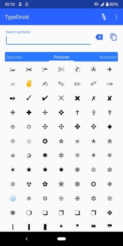 Type Droid (1000+ symbols) для Android — скриншот 1
