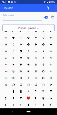 Type Droid (1000+ symbols) для Android — скриншот 2