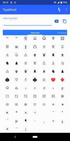 Type Droid (1000+ symbols) для Android — скриншот 3