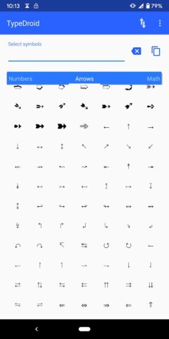 Type Droid (1000+ symbols) для Android — скриншот 4