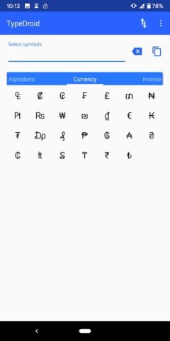 Type Droid (1000+ symbols) для Android — скриншот 5