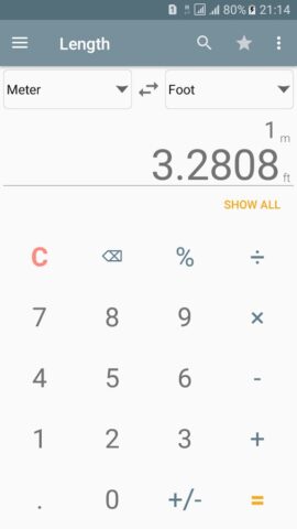Конвертер Величин для Android — скриншот 1