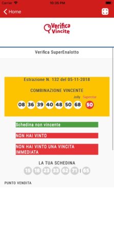 VerificaVincite Estrazioni для iOS — скриншот 3