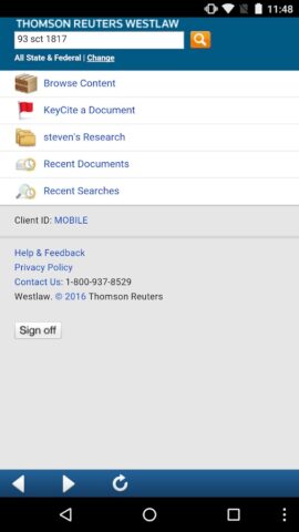 Westlaw Thomson Reuters для Android — скриншот 1
