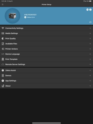 Zebra Printer Setup Utility для iOS — скриншот 2
