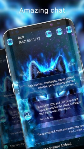 Тема смс мессенджера волк для Android — скриншот 2