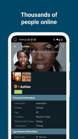 2go Chat — Chat Rooms & Dating для Android — скриншот 2