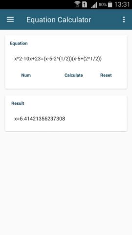Algebra Equation Calculator для Android — скриншот 2