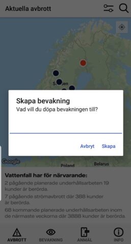 Avbrottsinfo для Android — скриншот 5
