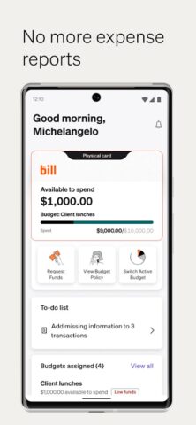 BILL Spend & Expense (Divvy) для Android — скриншот 1