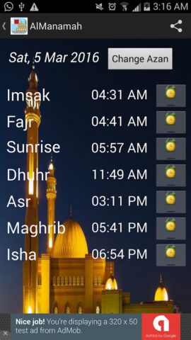 Bahrain Prayer Timings для Android — скриншот 1