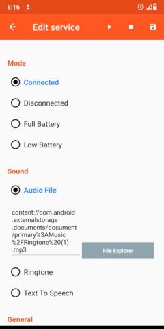 Battery Sound Notification для Android — скриншот 2